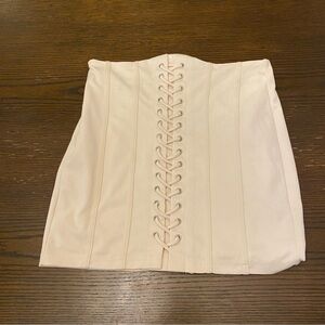 Cream Knit Lace Up Bodycon Pencil Skirt Size Medium